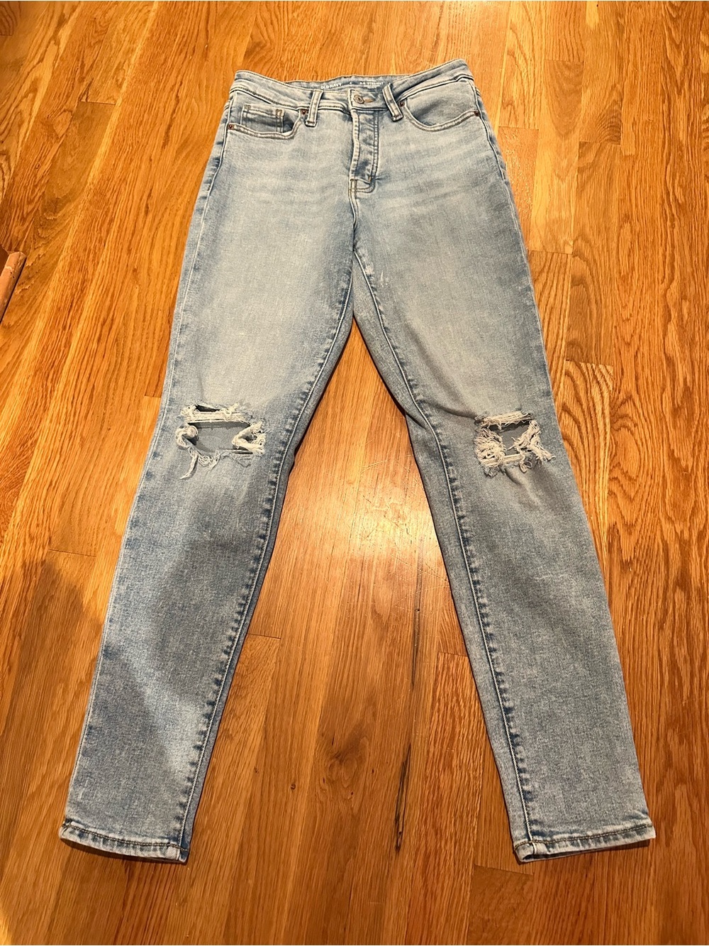 Old Navy Distressed High-Rise O.G. Straight Denim Jeans | Size 4 Tall